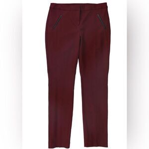 Alfani Womens Faux Leather Trim Casual Trouser Pants, Red, 10 P size NWT